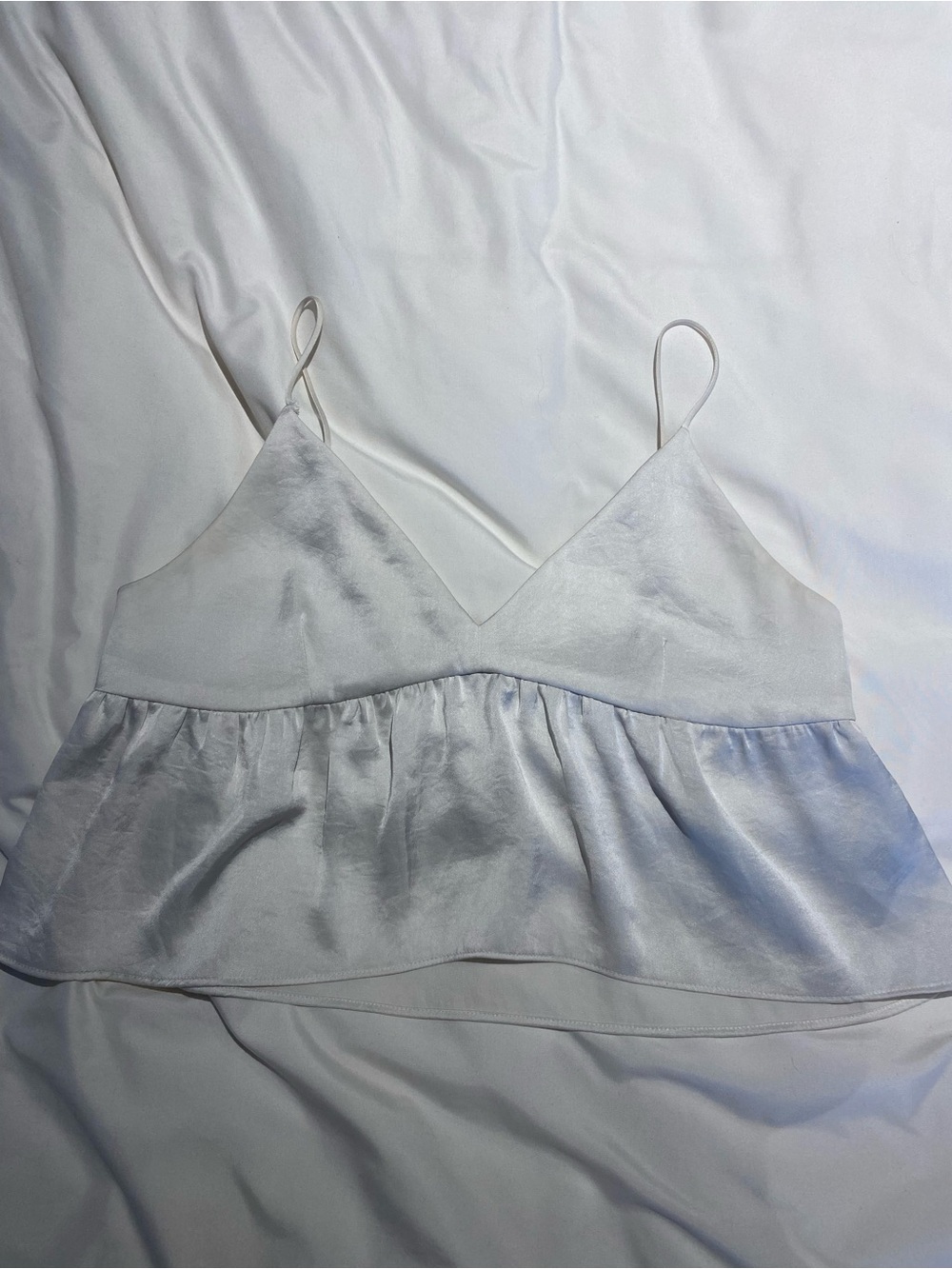Silky White Spaghetti Strap Sleep Cami